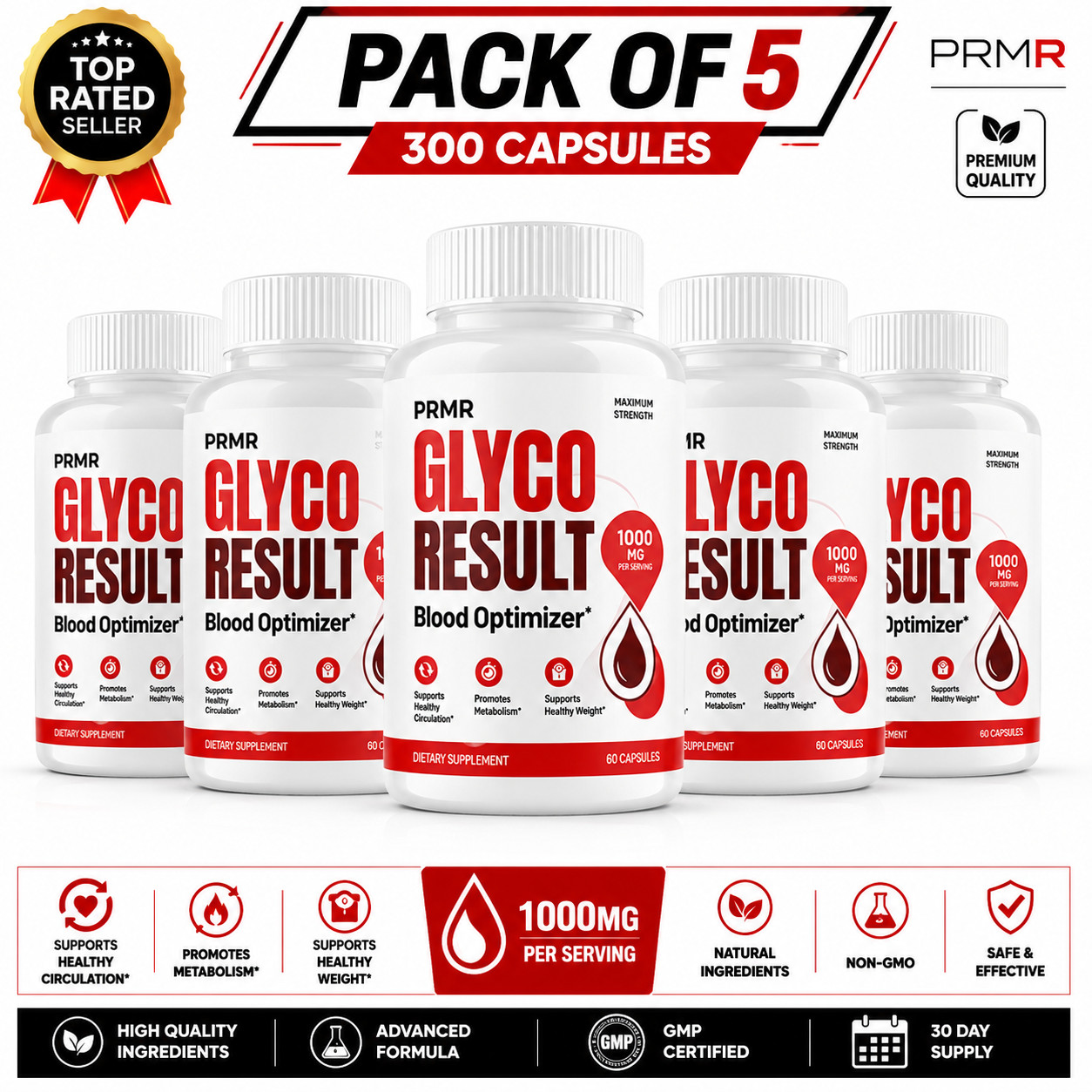 (5 Pack) Glyco Result Men’s Wellness Capsules Daily Dietary Supplement Formula