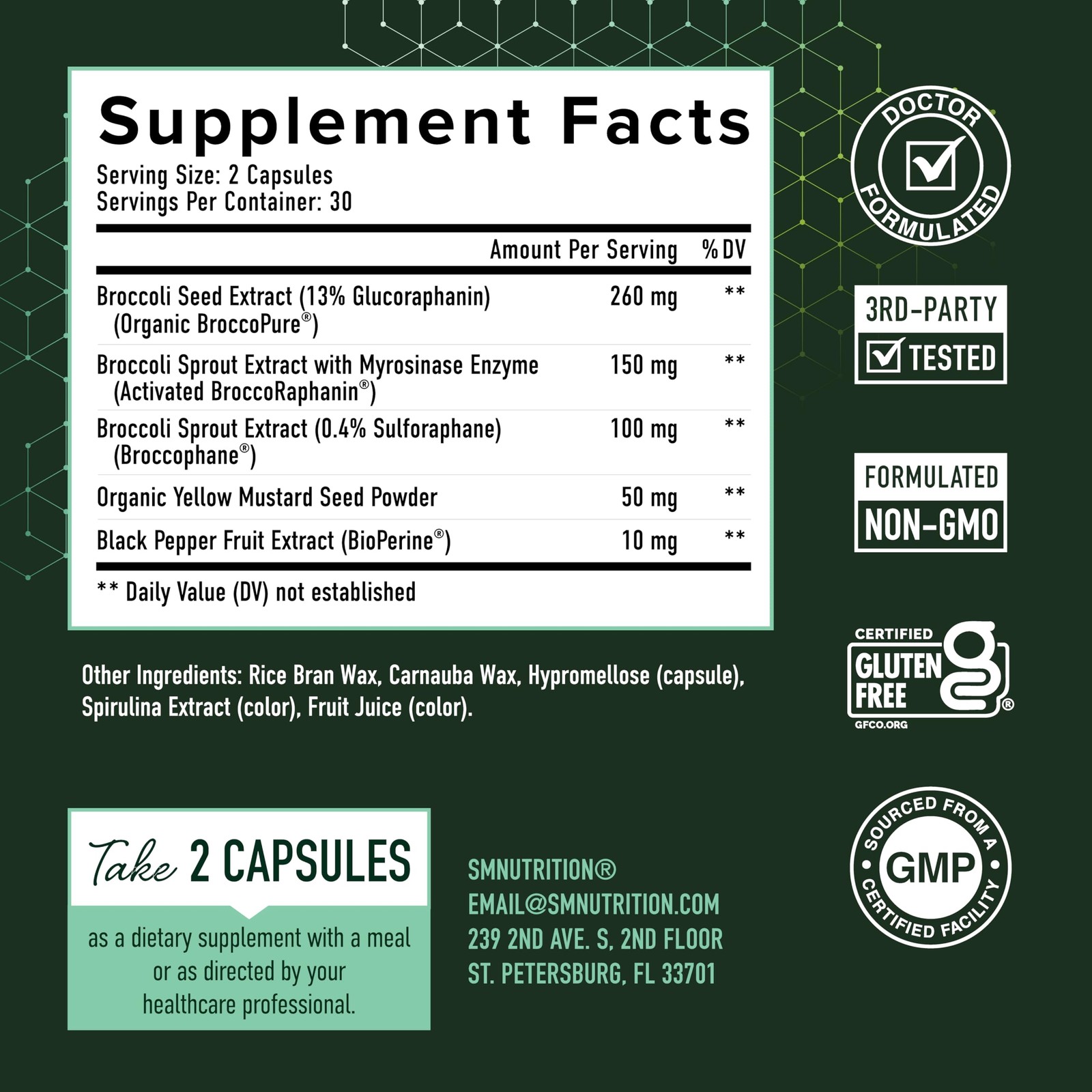 50MG Sulforaphane Supplement from Broccoli Sprouts NRF2 60 Count 60 Ct