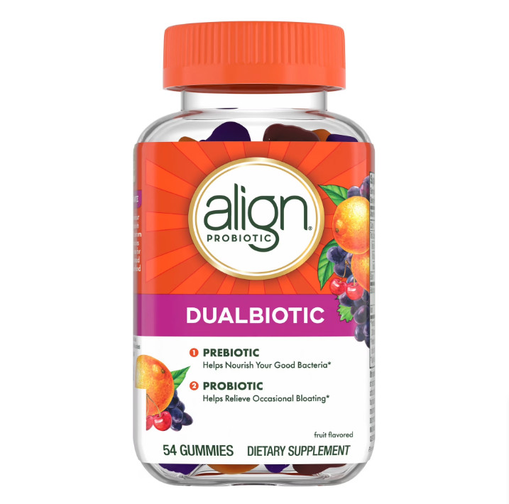 2 Pack Align Dualbiotic, Prebiotics&Probiotics for Women and Men, 54 Gummies Pk