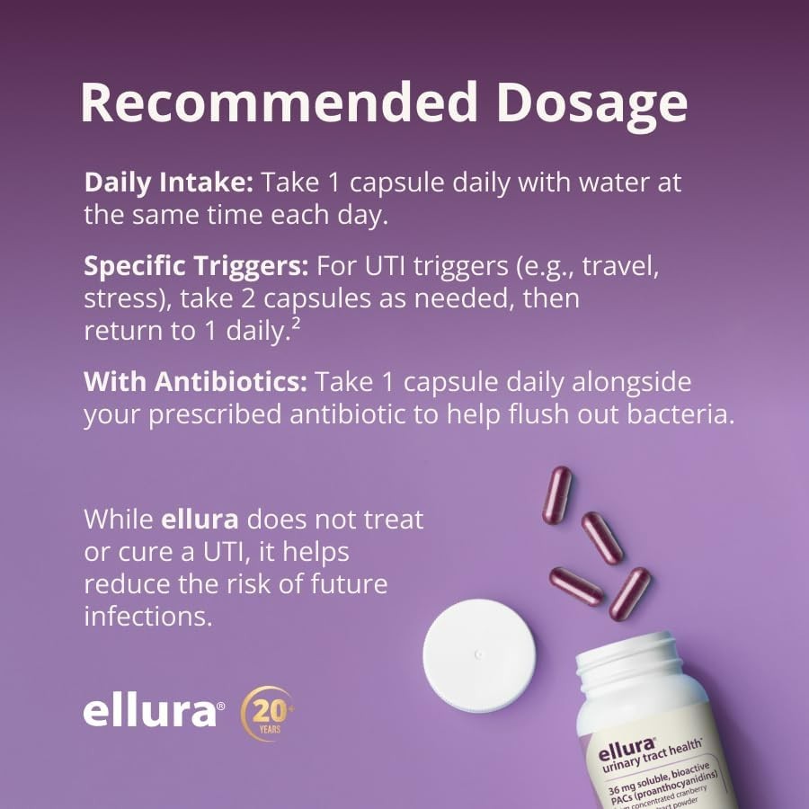 Ellura 36mg Cranberry Capsules 90ct – UTI Support Supplement – Urinary Health