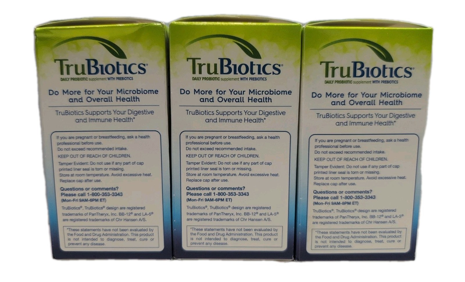 (3) TruBiotics DIGESTIVE & IMMUNE HEALTH Daily Probiotic 30 Capsules Each. 08/27