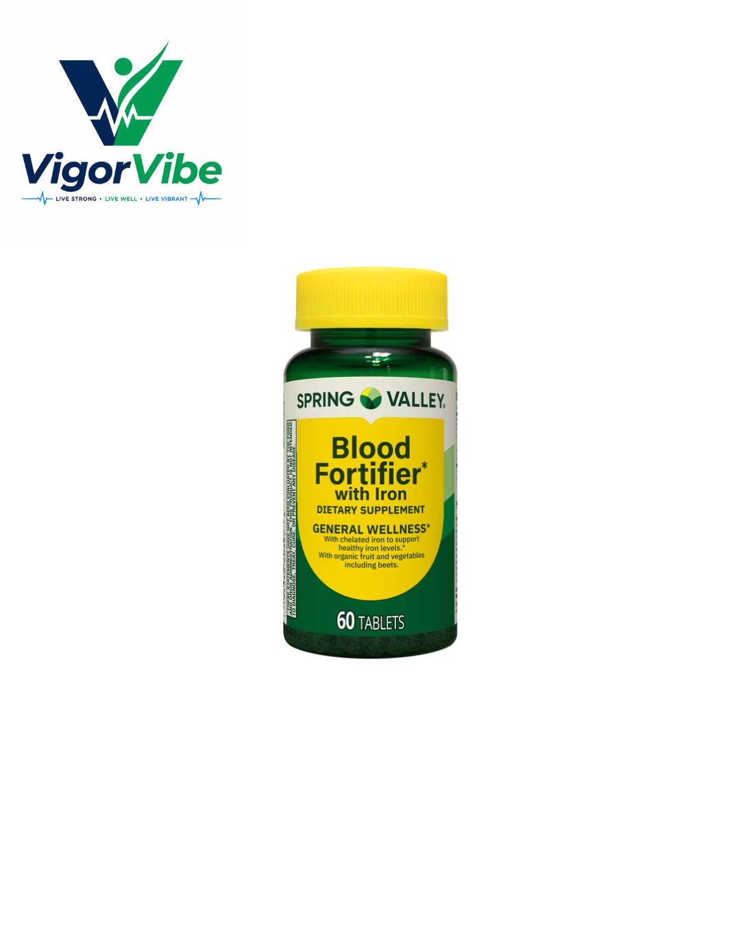 Spring Valley Blood Fortifier with Iron Tablets, General Wellness, 60 Count