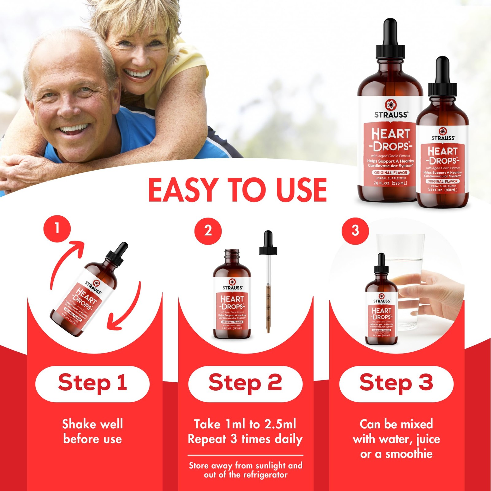 Heartdrops Herbal Supplements, Mistletoe Aged Garlic, 3.4 fl oz, Cinnamon