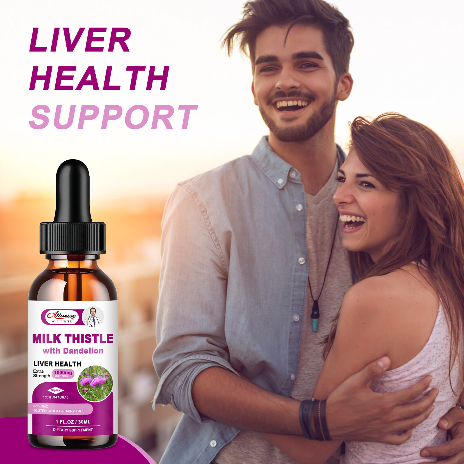 2Packs Milk Thistle Liquid Drop,Dandelion Root,Liver Cleanse Immune Support 30ml
