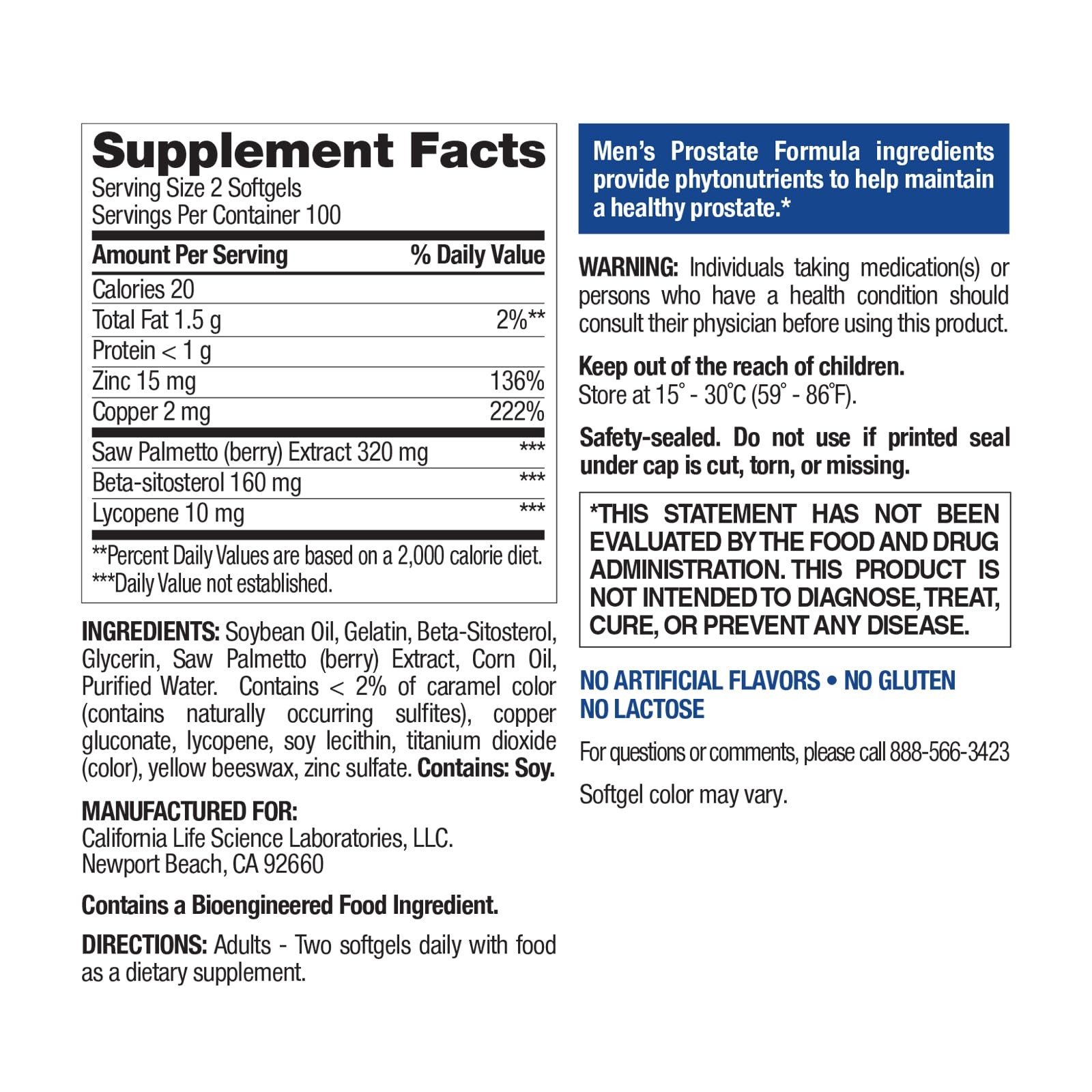 Nature’s Wonder Men’s Prostate Formula with Saw 200 Count (Pack of 1)
