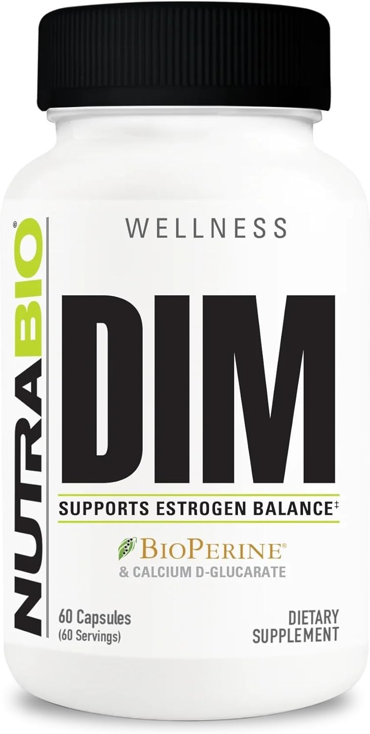 NutraBio DIM Supplement, Supports Estrogen Balance, 100mg – 60 Vegetable…