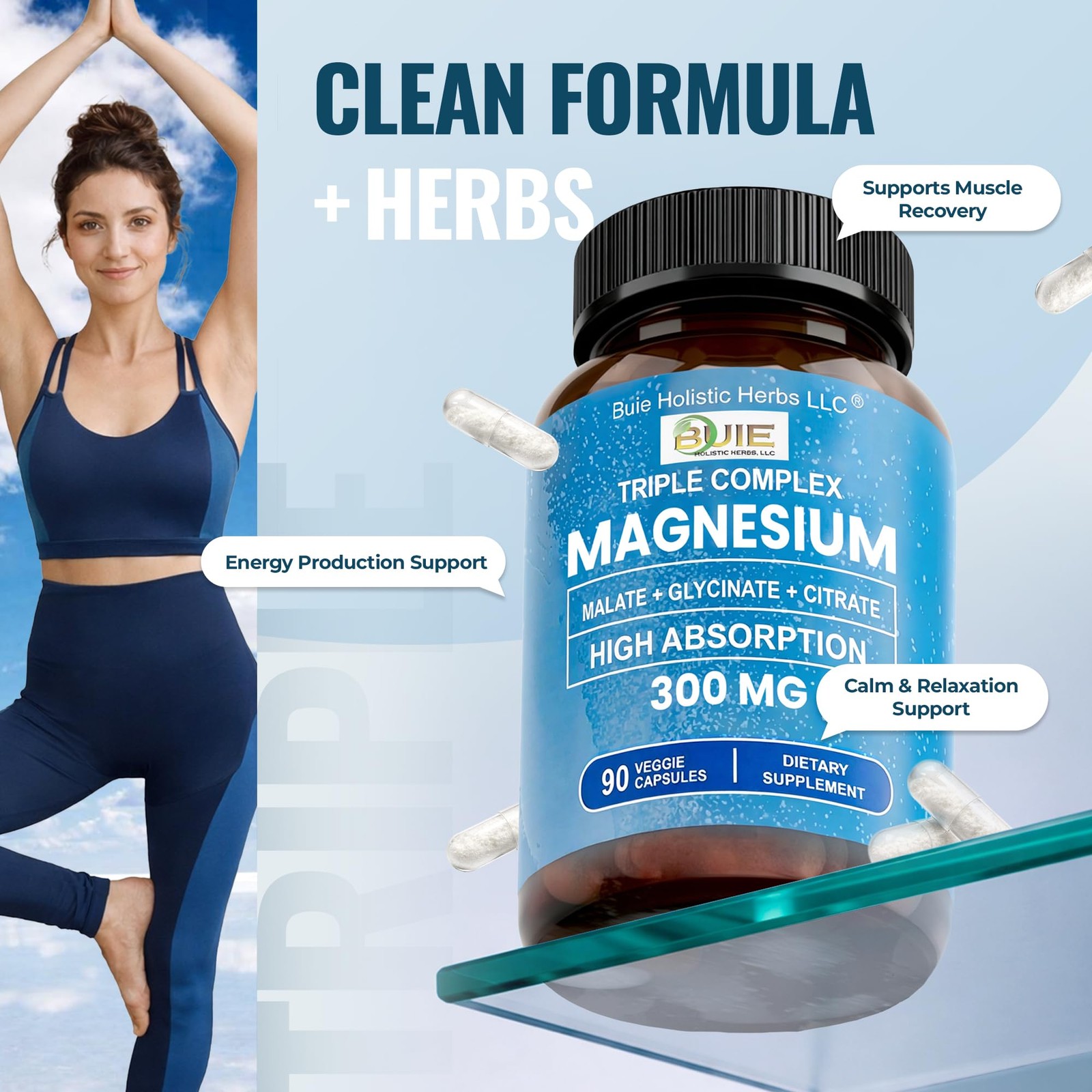 Triple Complex Magnesium 300mg | High Absorption 90 Count (Pack of 1)
