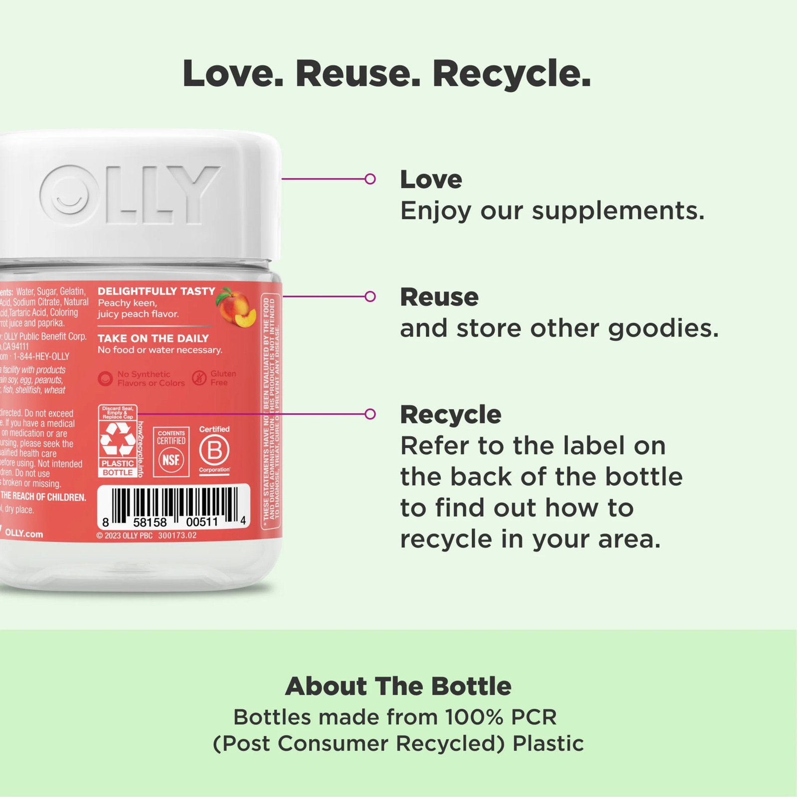 OLLY Probiotic + Prebiotic Fiber Gummy, Digestive + Gut Health Supplement for Ad