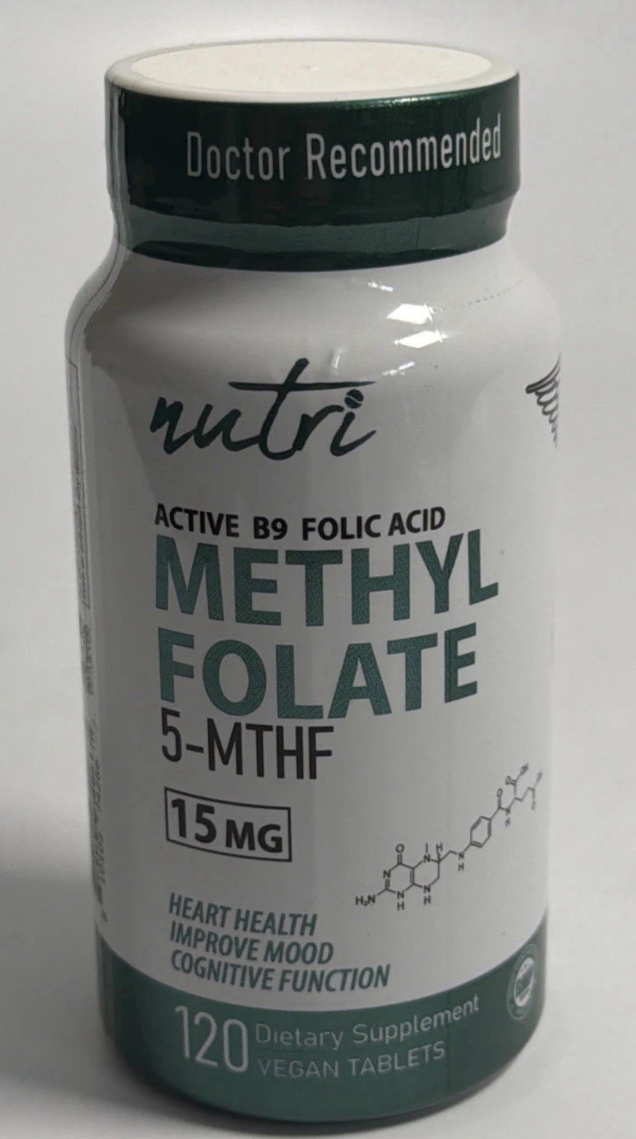 Nutri Methyl Folate 5-MTHF 15 mg 120 Vegan Tablets Healthy Heart Sealed 06/2028