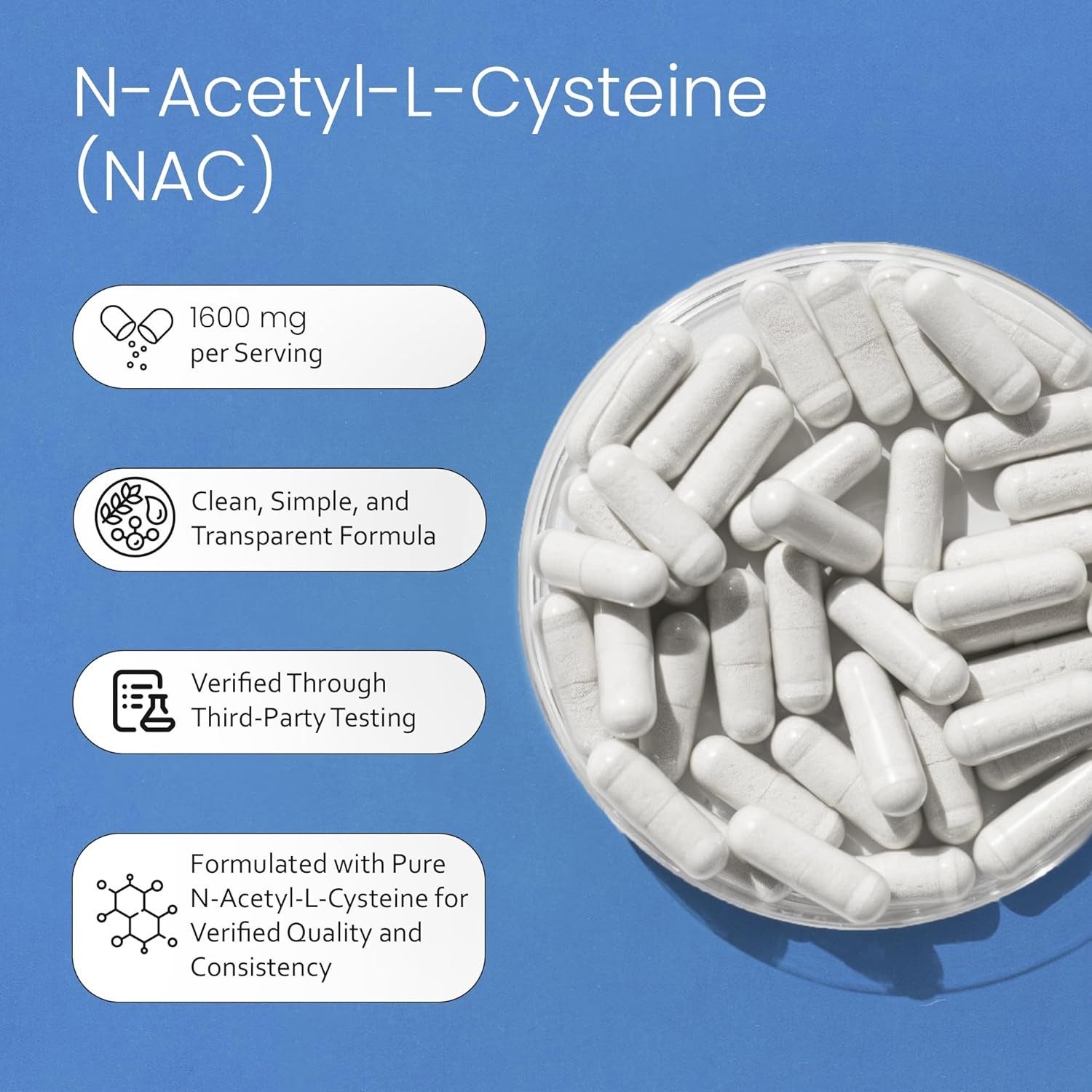 N-Acetyl-L-Cysteine (NAC) 1600 Mg – 100 Capsules, Non-Gmo & Gluten-Free