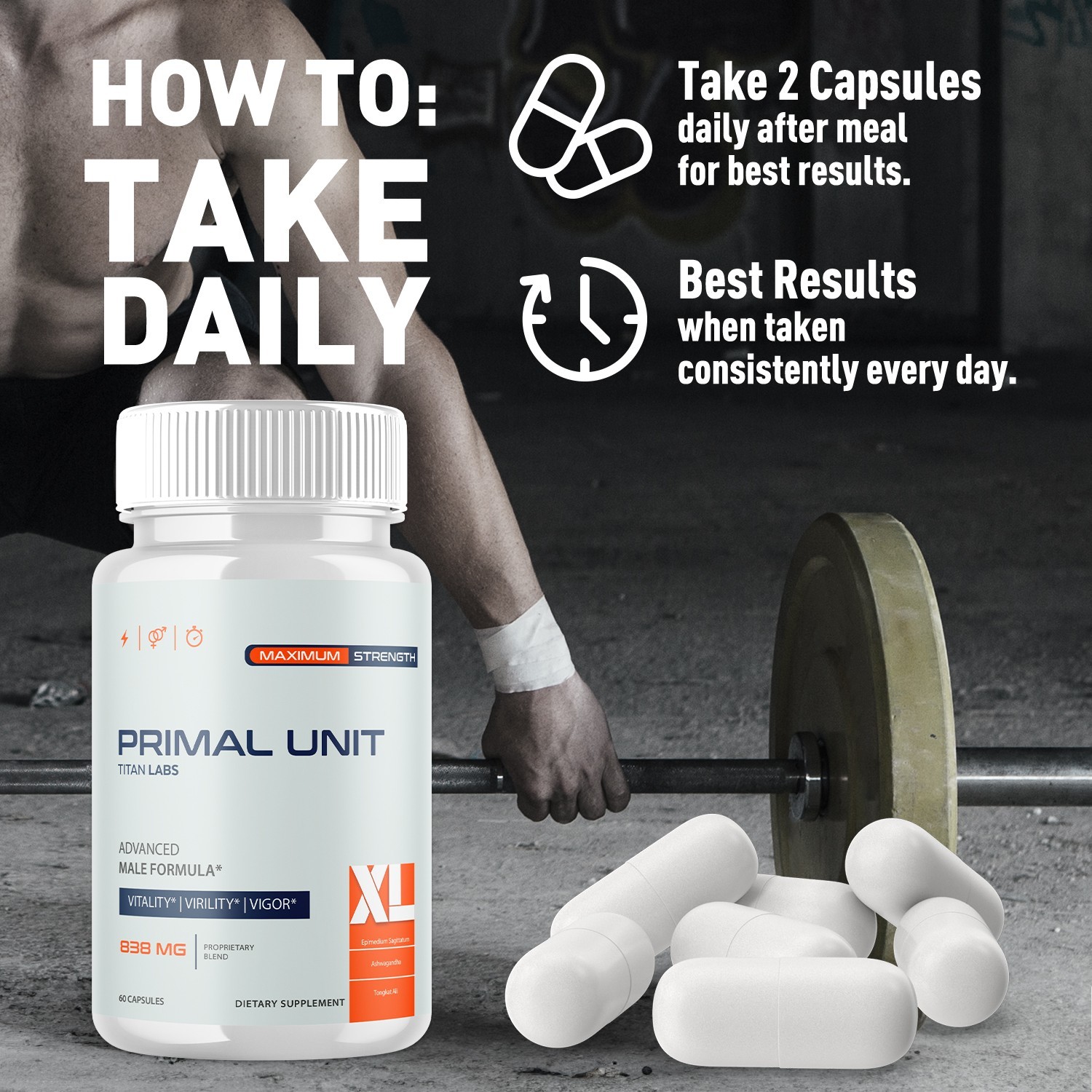 (5 Pack) Primal Unit XL Advanced Male Support Supplement PrimalUnitXL 300 Caps