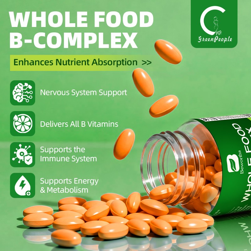 Vitamin B Complex 120 Capsules B1,B2,B3,B5,B6,B7,B9,B12, Immune Support Pills