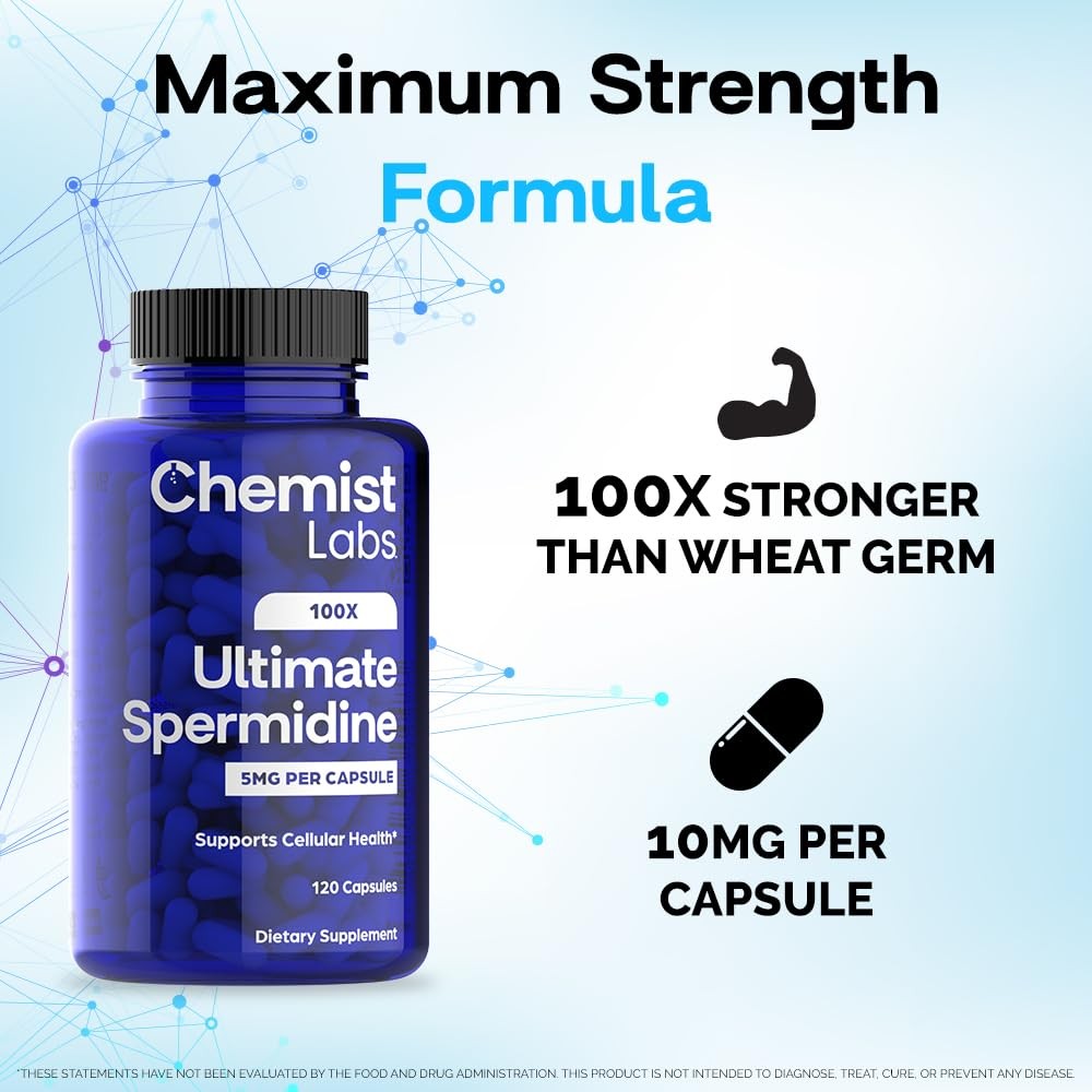 Spermidine Supplements for Longevity – 100x Formula, 5 mg, Vegan, 120 Servings