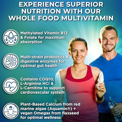 Vegan Whole Food Multivitamin w/ Iron Methylated B-Complex CoQ10 Turmeric 90