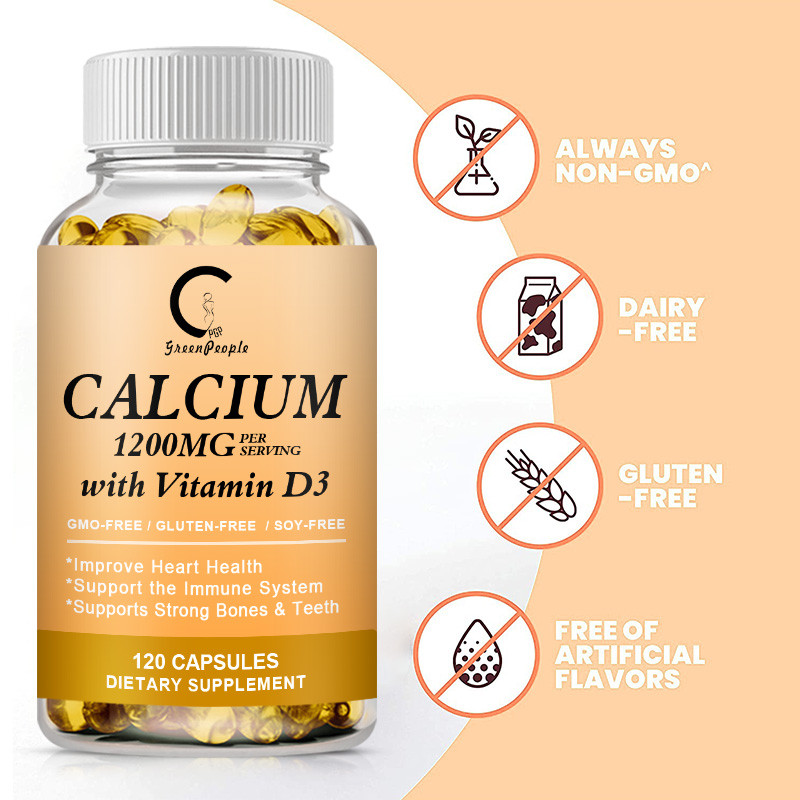 Calcium with Vitamin D3 1200mg & 1000IU -Bone Health Supplement,120 Capsules