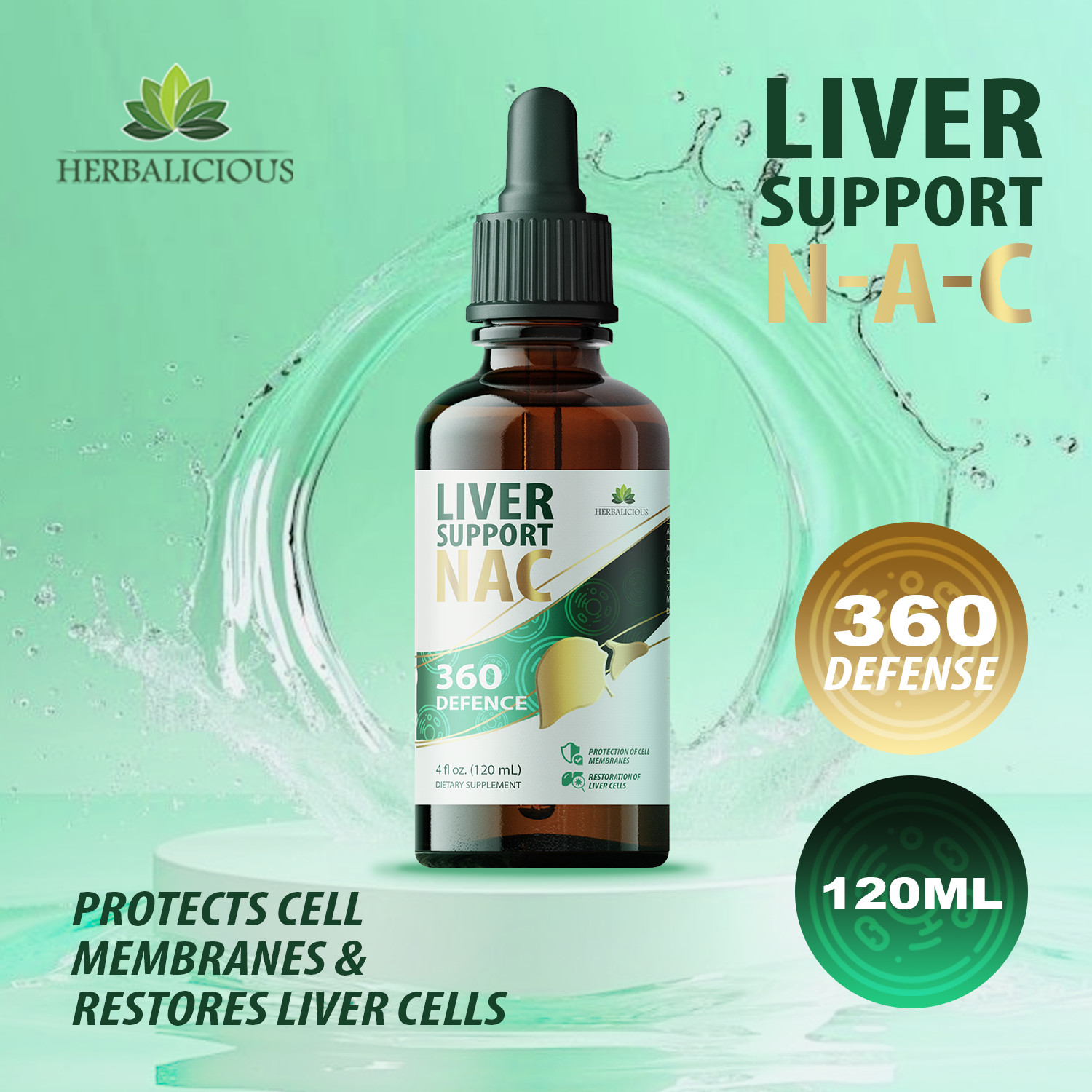 4oz Liver Support NAC Liquid Formula with NAC, Milk Thistle, Dandelion, Turmeric