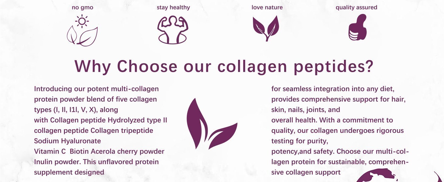 2 lb Multi Collagen Peptides Powder Hydrolyzed Protein Peptide Type I,II,III,V,X