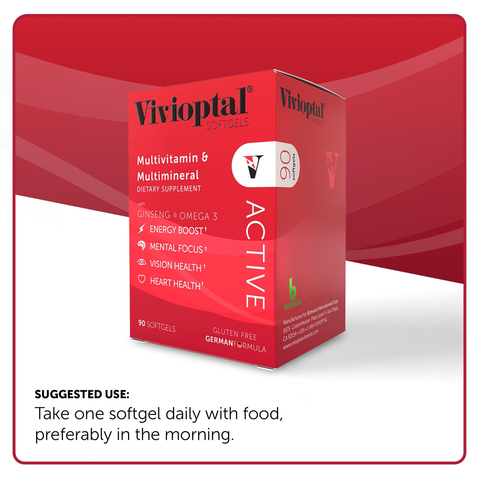Vivioptal Active 90 Softgels Ginseng & Omega 3 Multivitamin & Multimineral Gl…
