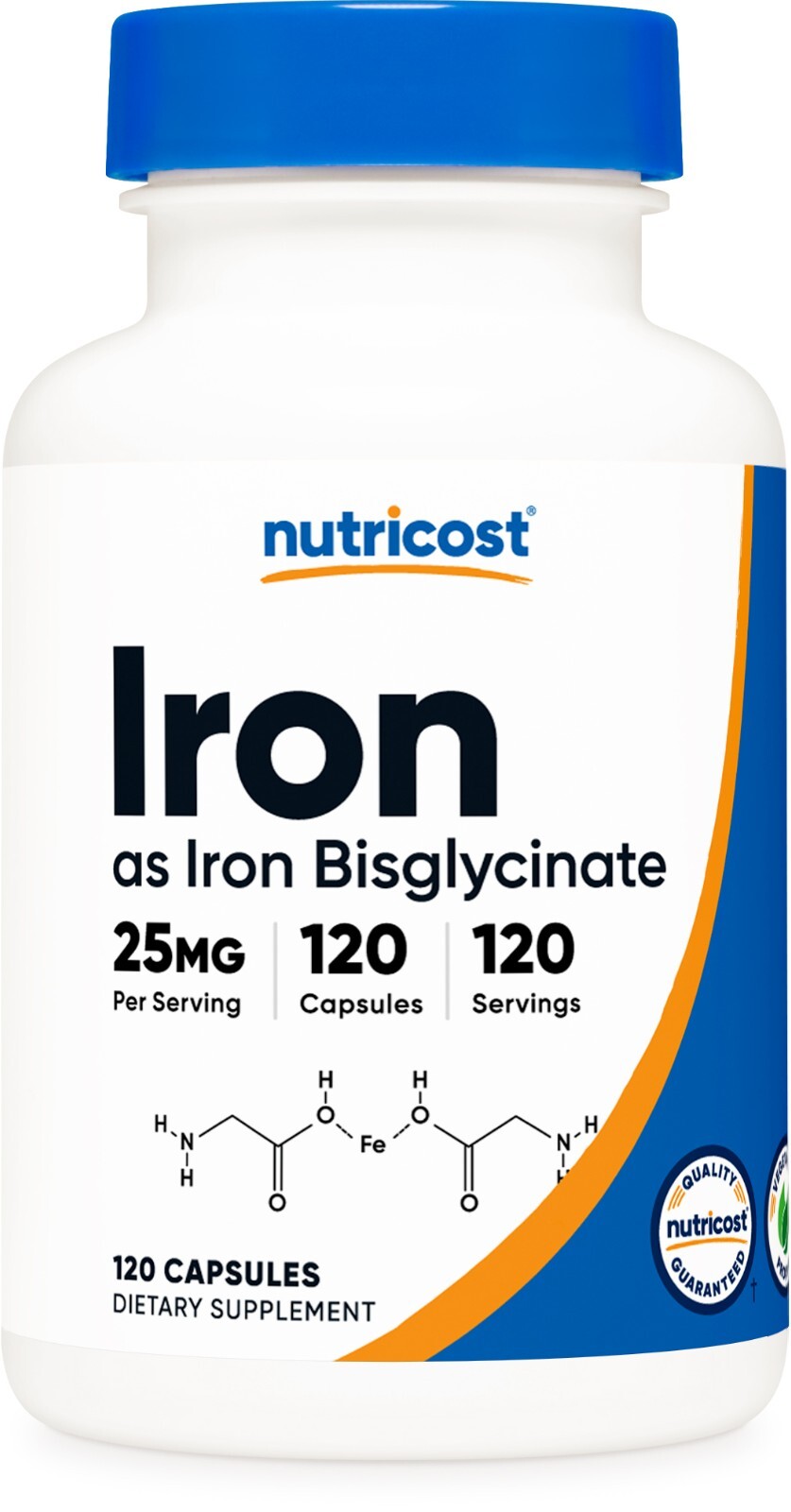 Nutricost Iron Bisglycinate Supplement (25mg) 120 Capsules, Gluten-Free