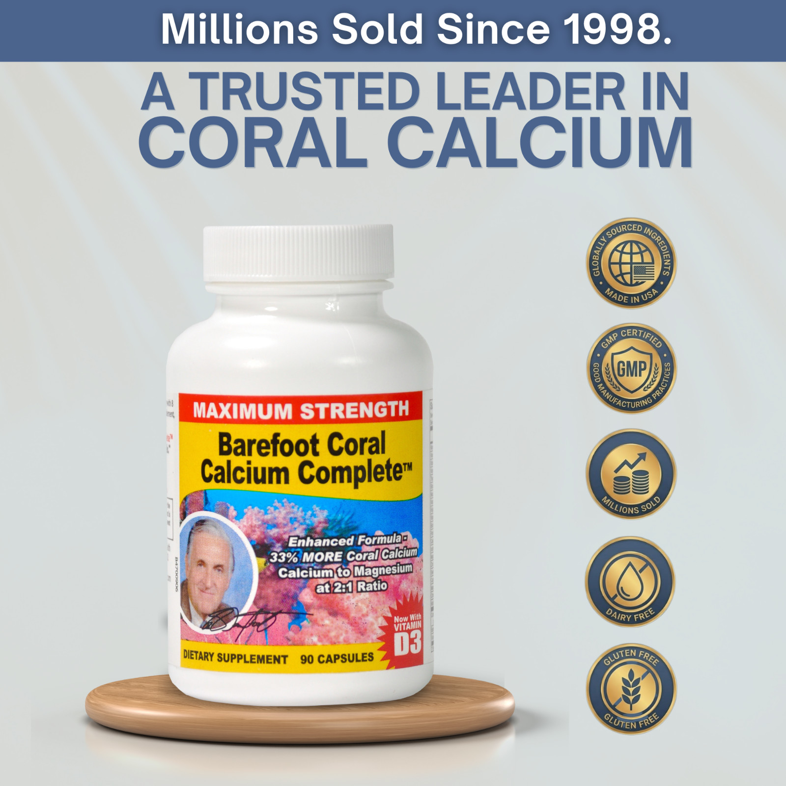 Barefoot Coral Calcium Complete – Bob Barefoot 90 Caps – 1500mg Coral Calcium