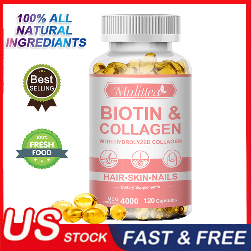 Biotin & Collagen Capsules 4000mcg For Hair,Skin,Nails Health Dietary Supplement