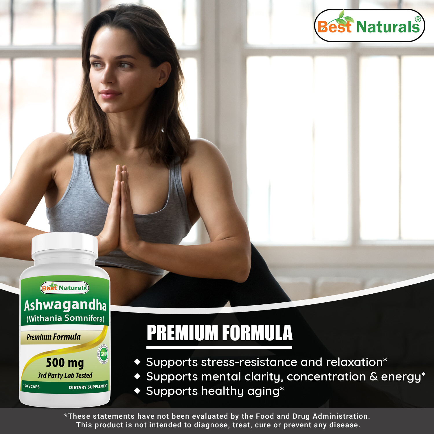 Best Naturals ashwagandha 500 mg,120 Capsules, support Relaxing Stress and Mood