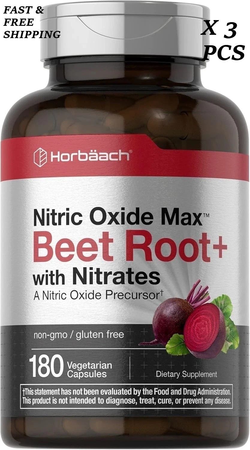 2 BOTTLES-Nitric Oxide Beet Root Capsules |With Nitrates |180 Count| by Horbaach