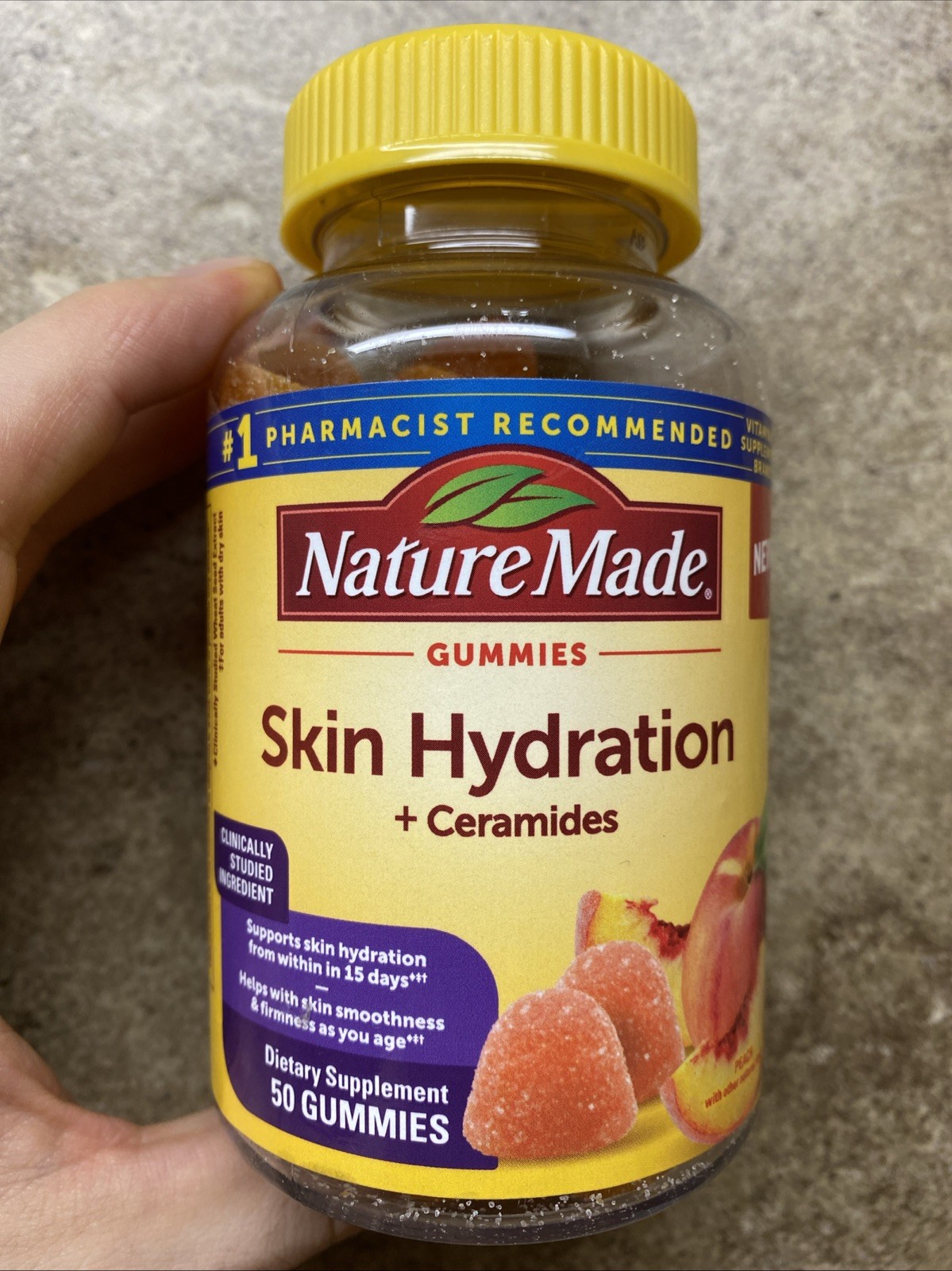 Nature Made Skin Hydration + Ceramides – Gummies – Peach – 50ct – EXP 12/26