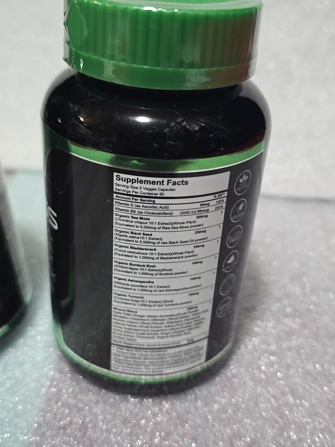 LOT OF 2 17-in-1 Irish Sea Moss Capsules with Black Seed Oil, Ashwagandha 120 Ct