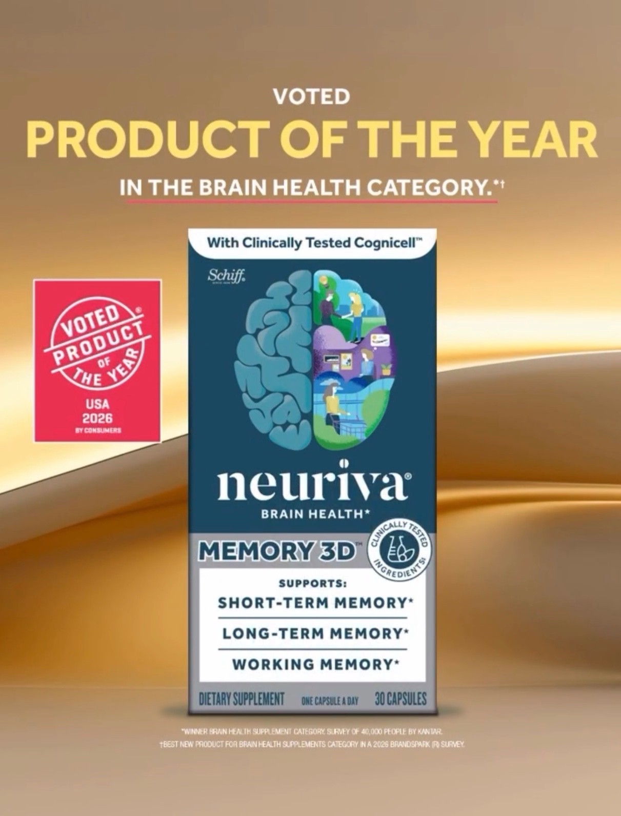 🎁 SCHIFF Neuriva Memory 3D Brain Health Nootropic Supplement S&L Term Mem 05/26