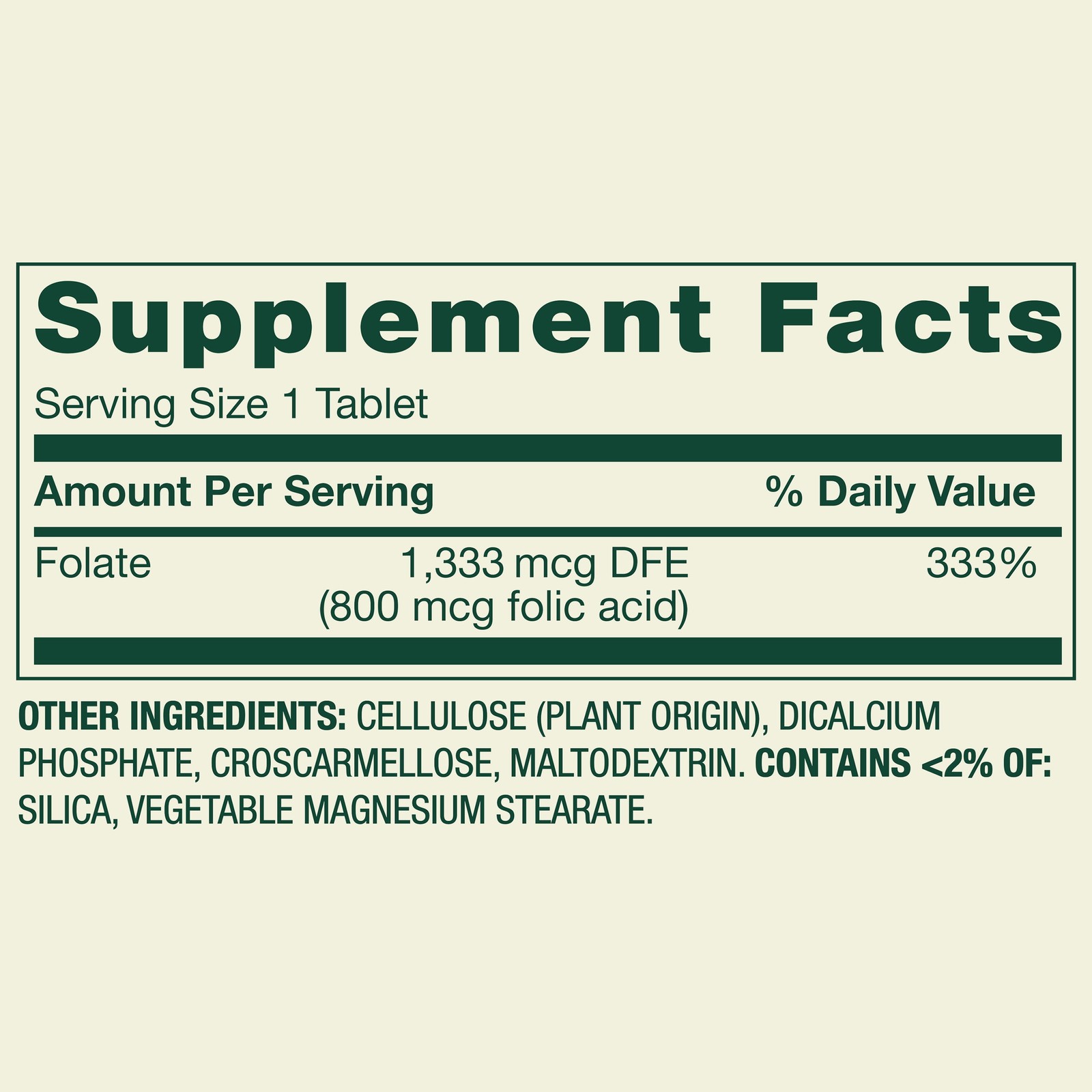 Folate Dietary Supplement, 1,333 Mcg DFE, 400 Count