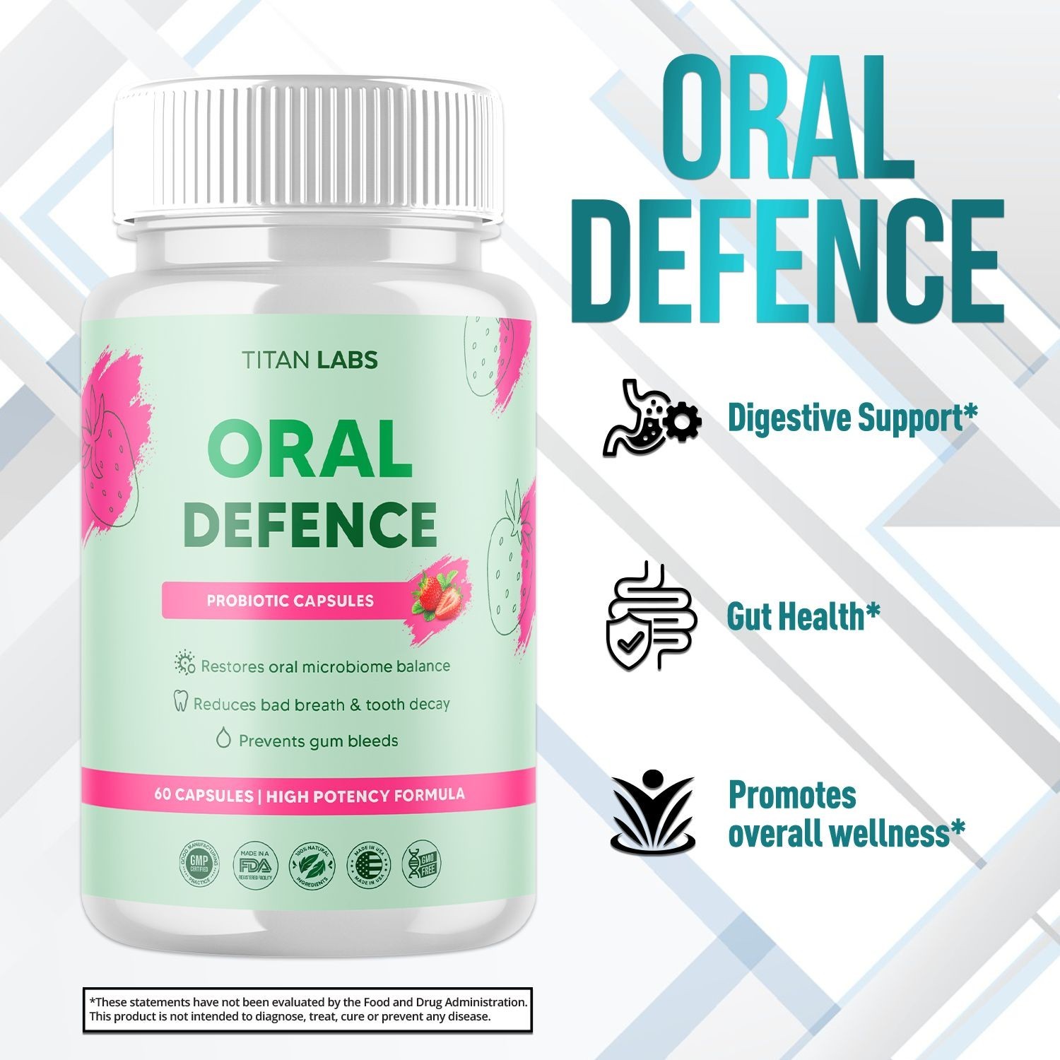 (1 Pack) Oral Defence Advanced Probiotic For Healthy Teeth & Gums 60 Capsules