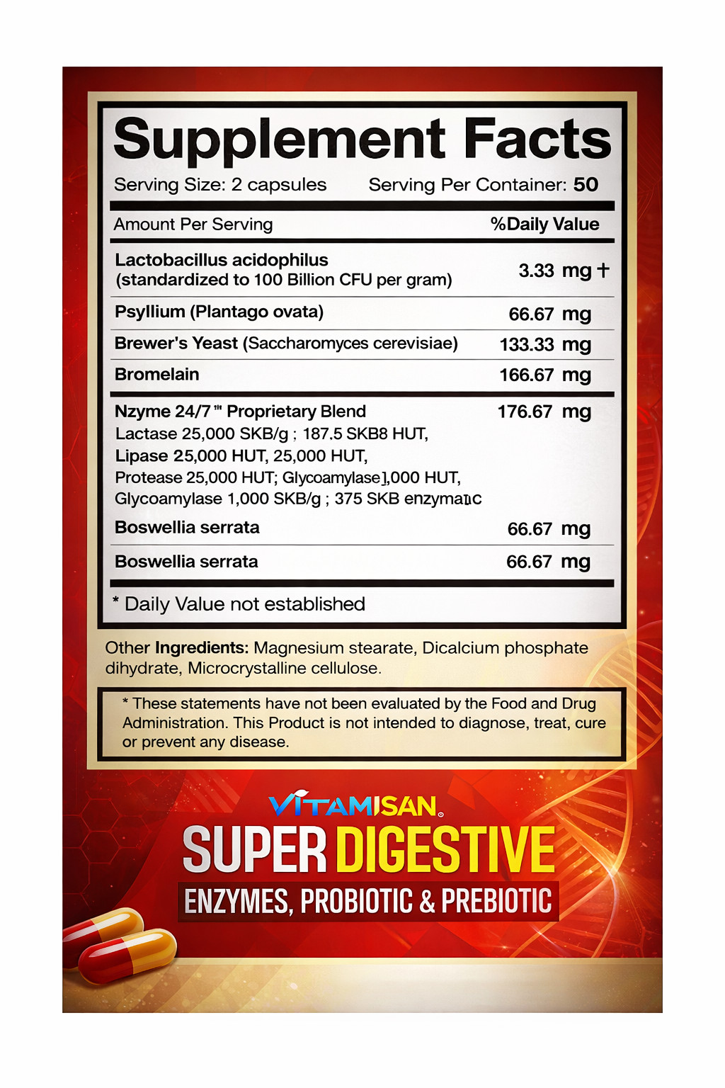 Probiotics 100 Billion CFU Potency Digestive Immune Health 100 Capsules DIGESTIV