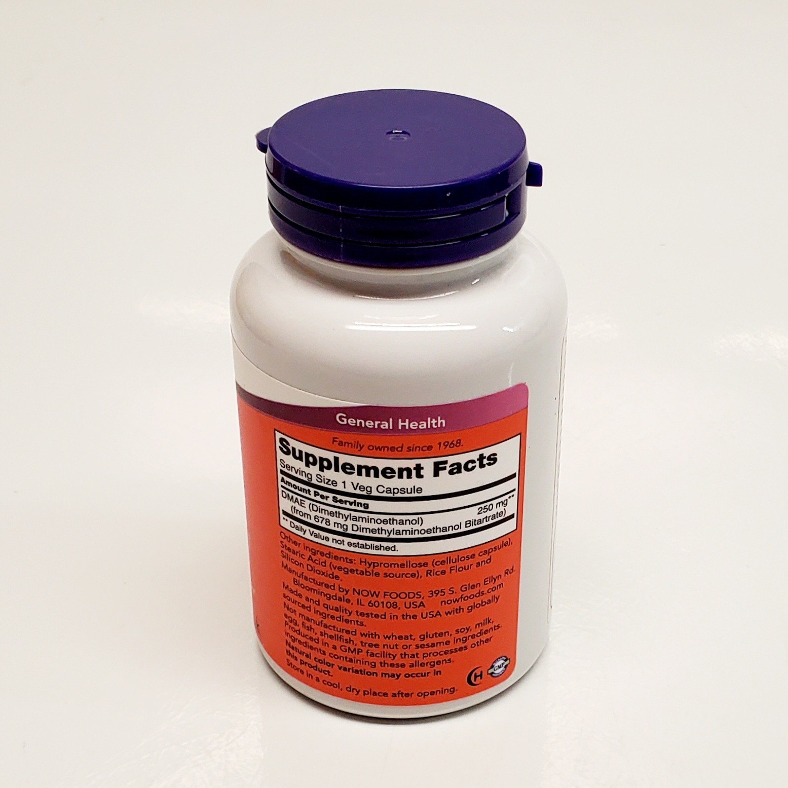 Now DMAE 250mg 100 Veg Caps Dimethylaminoethanol Healthy Brain 06/2027EXP