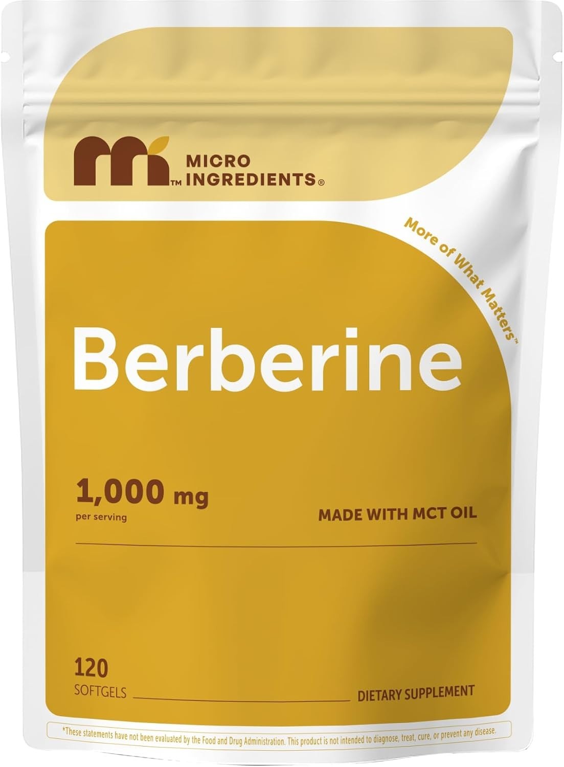 120 Easy-to-Swallow Berberine 1000mg Softgels with MCT Oil – Gluten Free