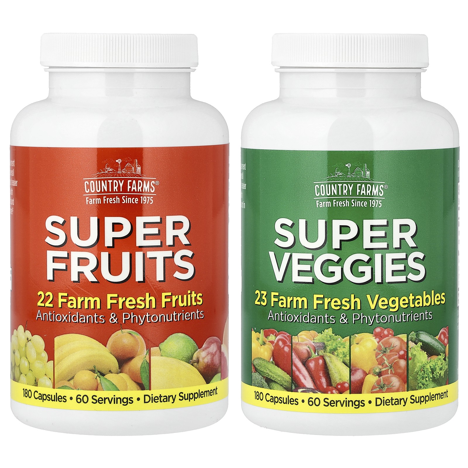 Super Fruits & Veggies , 2 Pack, 180 Capsules Each