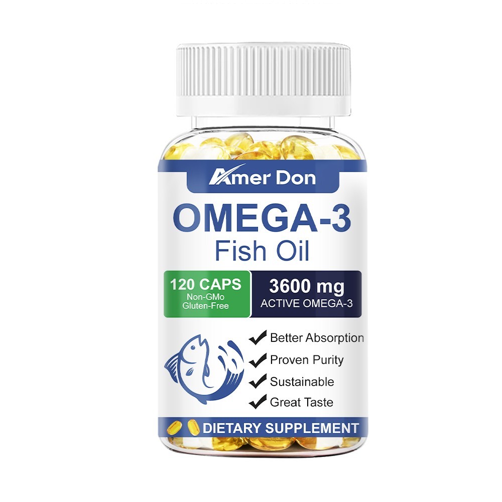 3x Strength EPA & DHA Omega 3 Fish Oil 3600mg, Highest Potency, 120 Softgels