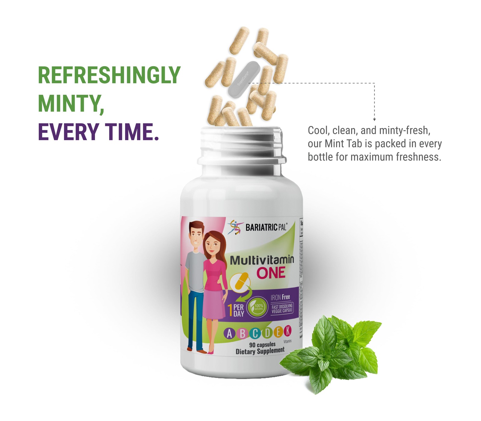 BariatricPal Multivitamin ONE “1 per Day!” Veggie Capsule – Iron Free