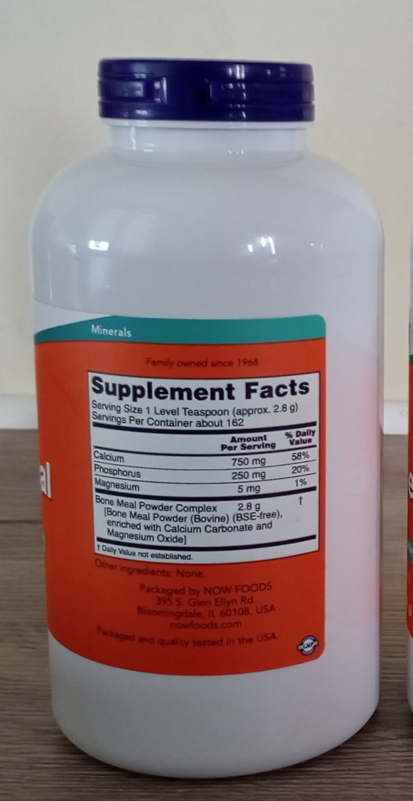 NOW Bone Meal Powder with Calcium Carbonate & Magnesium Oxide 1 Lb Exp. 07/2028