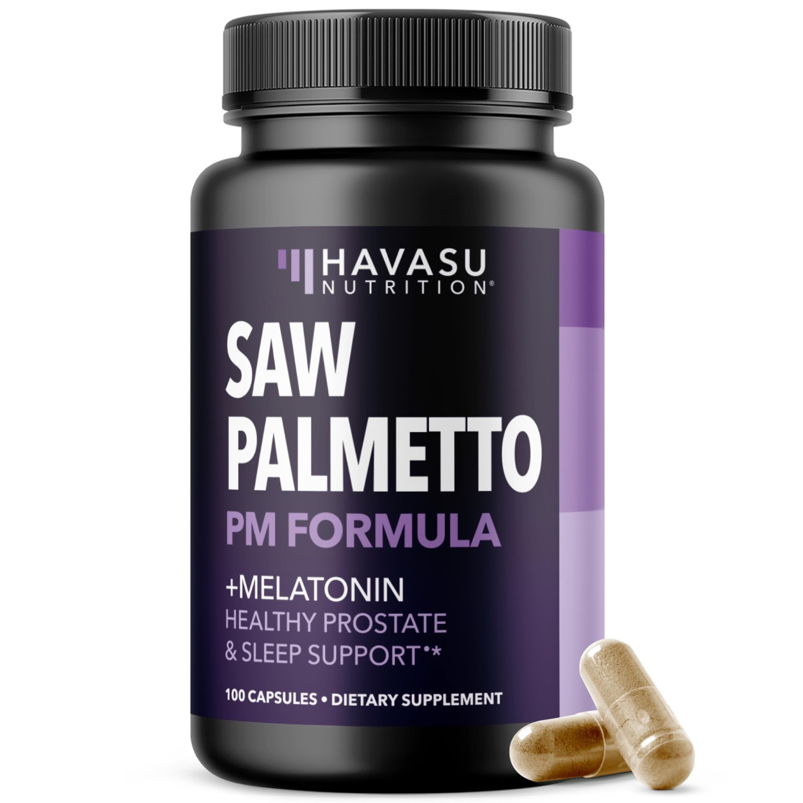 Saw Palmetto & Melatonin for Men – Nighttime Bladder Support, 100 Vegan Capsules