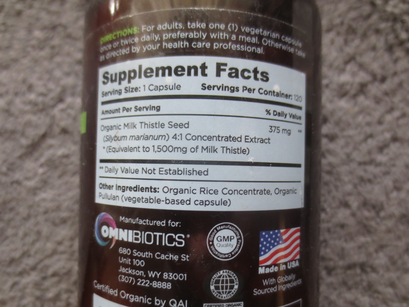 Omnibiotics Milk Thistle 4x Concentrated Extract- 120 Veg Caps – Exp – 12/2028