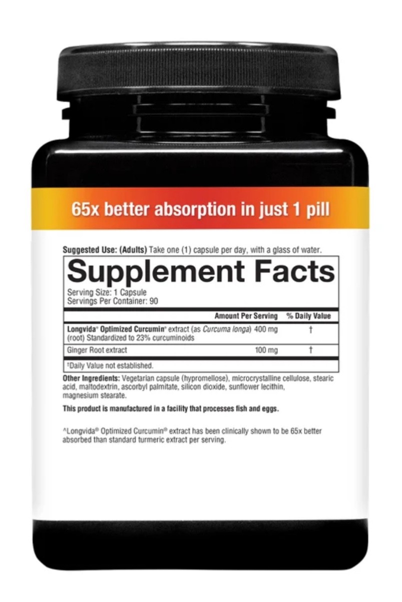 Youtheory Total Body Turmeric Longvida 400mg, 90 Veggie Capsules, EXP 04/2028