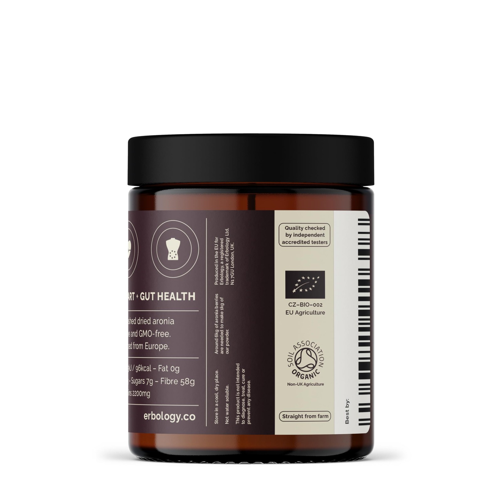 Erbology Organic Aronia Berry Powder 3.2 oz – 30 Servings – Supports Skin Hea…