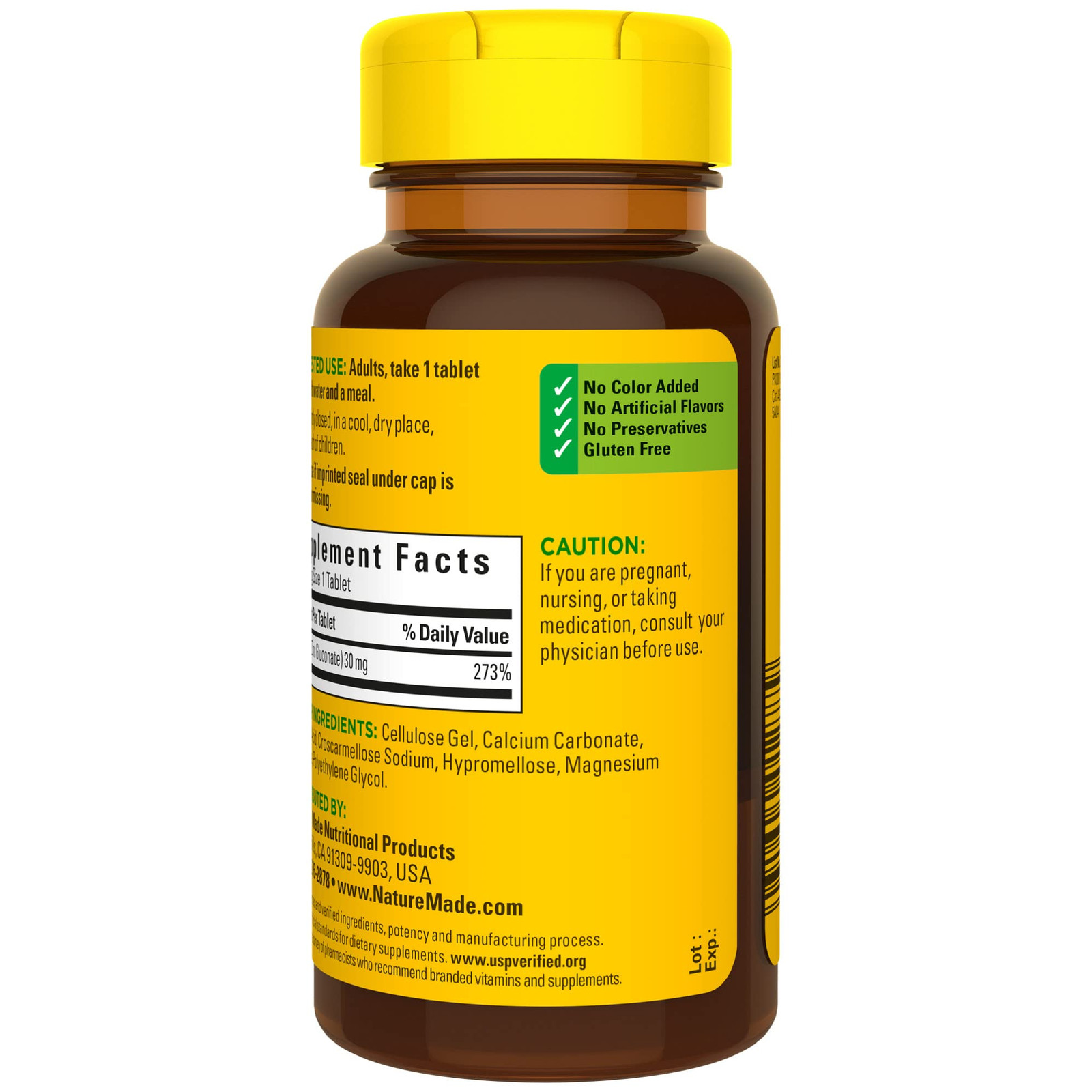 Nature Made Zinc 30 mg Tablets 100 Count Immune Health Antioxidant Support