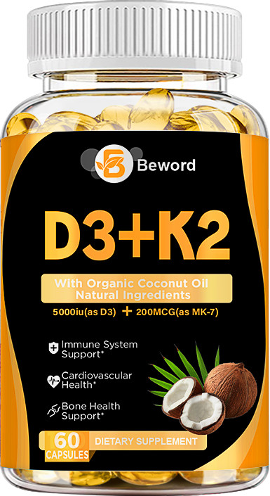 Vitamin D3 5000IU and K2 MK-7 200mcg – 120 Capsules – Immune Support Wellness-