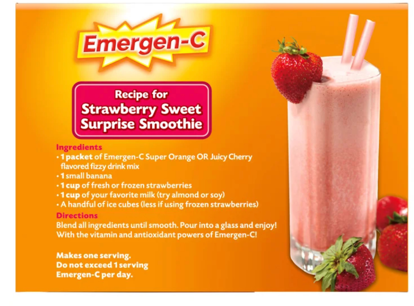 Emergen-C Vitamin C 1000mg Powder Drink Mix 120 Packets Orange Cherry