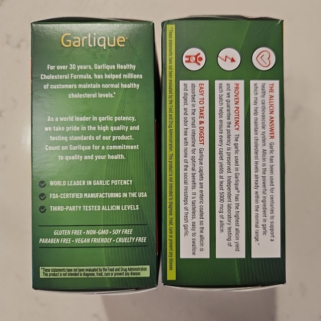 Garlique Healthy Cholesterol Formula Cholesterols 60 Caplets X2 Exp 2027+