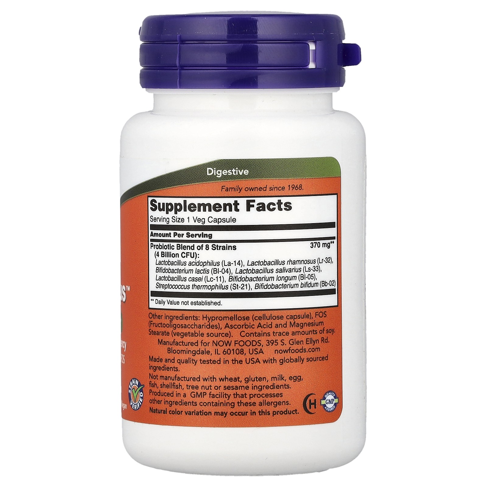 Now Foods Gr8-Dophilus 60 Veg Capsules GMP Quality Assured, Kosher