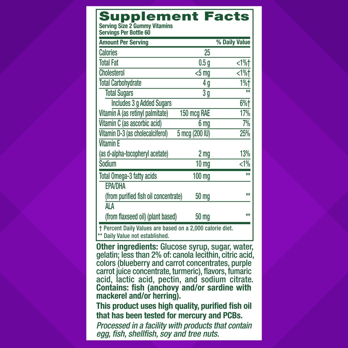 Vitafusion Omega-3 Gummies – Berry & Lemonade – 120ct: Gluten-Free
