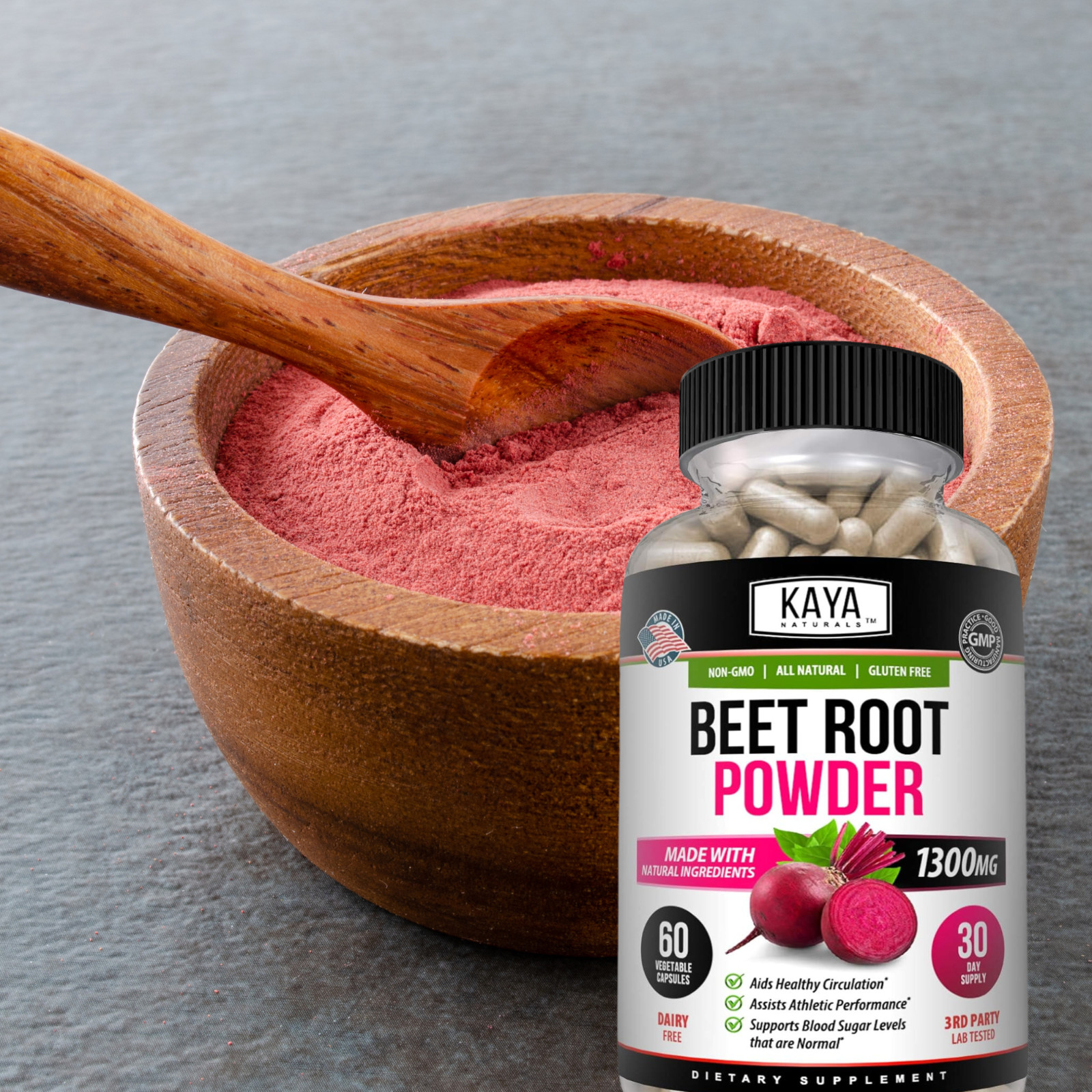 (2 Pack) Organic Beet Root Powder 1300mg Per Serving, 120 Capsules Total